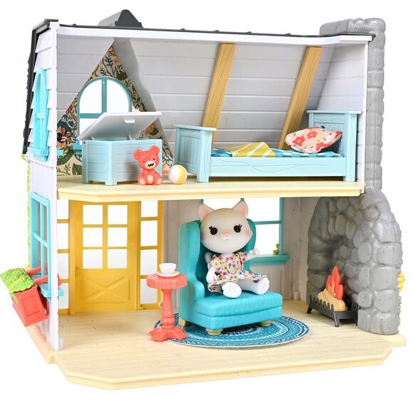 11" Tall Sunflower Cottage Doll Playset, 17 Pieces,White